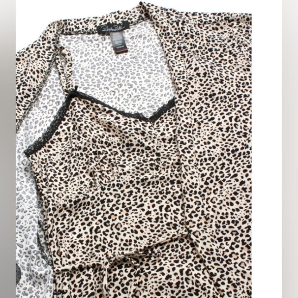 Rene Rofe, Leopard Print, Nightgown, Soft Linen, Size Large